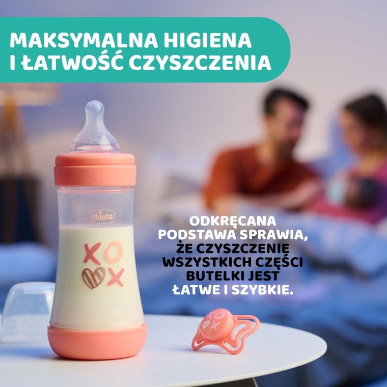 Chicco, Perfect5, butelka antykolkowa, pink, 2m+, 240 ml