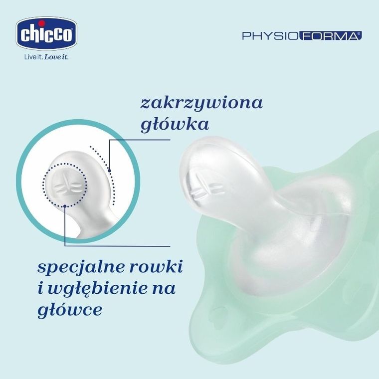 Chicco, PhysioForma Dual Soft, smoczek uspokajający, silikonowy, neutral, 0-2m