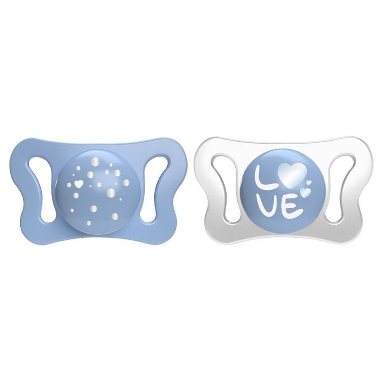 Chicco, Physioforma Micro, smoczek uspokajający, silikonowy, niebieski, 0-2 m, 2 szt.