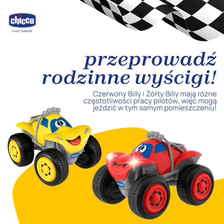 Chicco, Turbo Team, Billy BigWheels, pojazd zdalnie sterowany, żółty