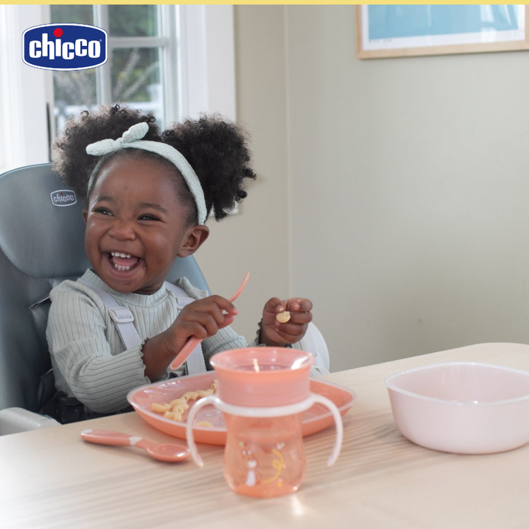 Chicco, zestaw 2 talerzy, brzoskwiniowy, 12m+