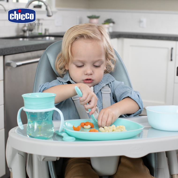 Chicco, zestaw 2 talerzy, turkusowy, 12m+