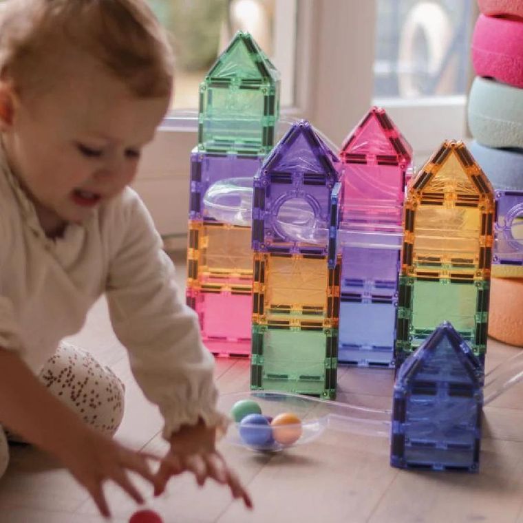 Cleverclixx, Ball Run Creative Pack Pastel, klocki magnetyczne, 70 elementów