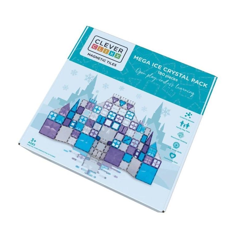 Cleverclixx, Mega Ice Crystal Pack, klocki magnetyczne, 180 elementów