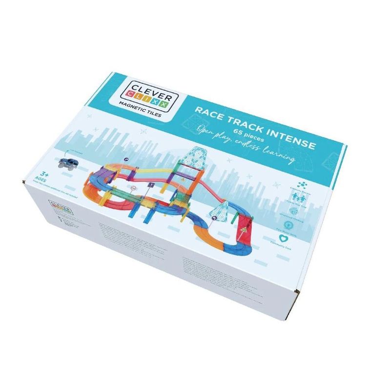 Cleverclixx, Race Track Intense, klocki magnetyczne, 65 elementów