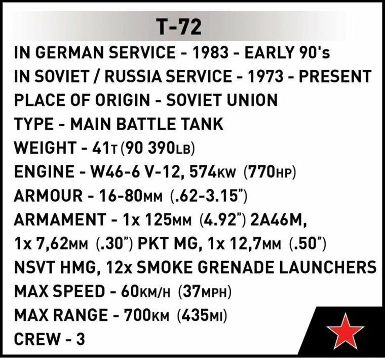 Cobi, Armed Forces, T-72 East Germany/Soviet, 1:35, klocki, 680 elementów