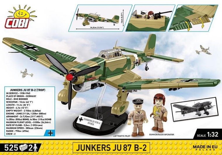 Cobi, Historical Collection, WWII, Junkers JU 87 B-2, 1:32, klocki, 525 elementów