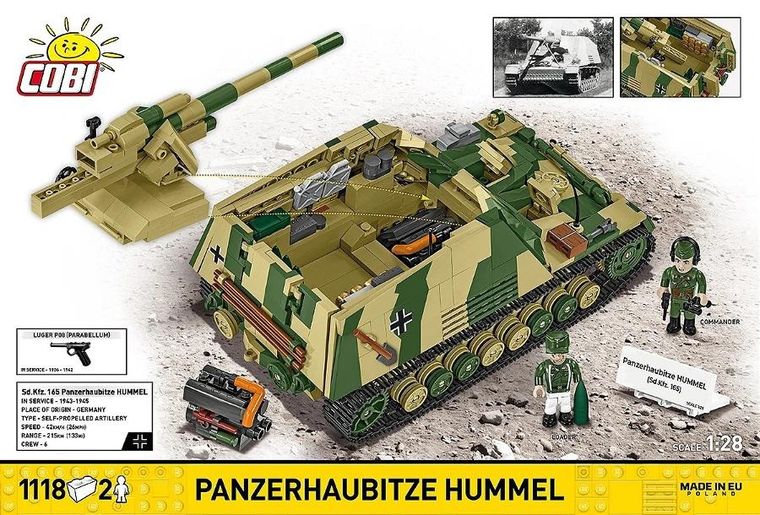 Cobi, Historical Collection WWII, Panzerhaubitze Hu mmel Trzmiel, klocki, 1:28, 1118 elementów