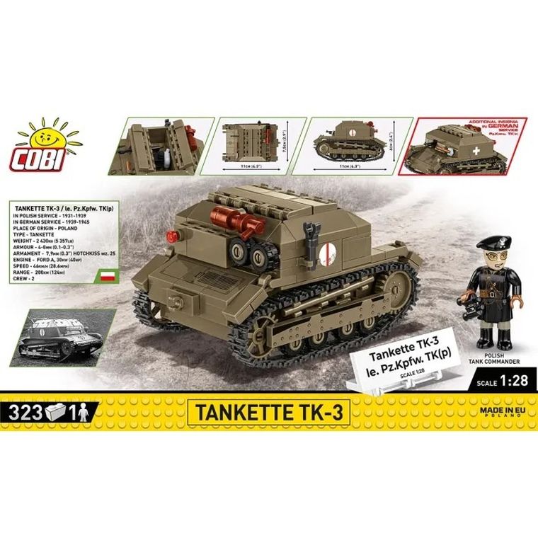 Cobi, Historical Collection WWII, Tankietka TK-3, klocki, 323 elementy