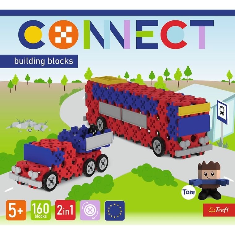 Connect, 2w1, Autobus, Auto z naczepą, klocki konstrukcyjne, 160 elementów, 61973