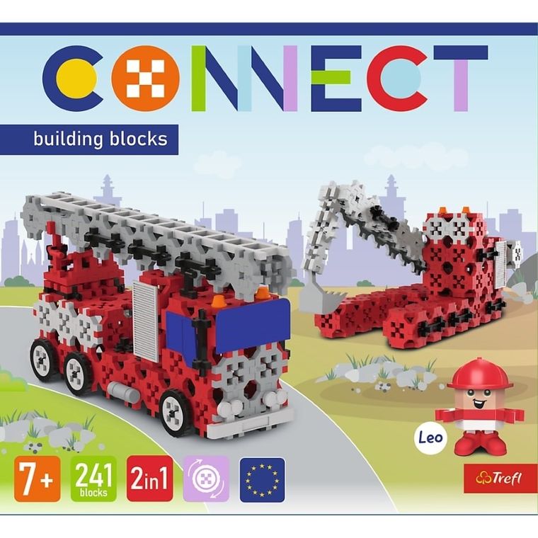 Connect, 2w1, Straż Pożarna, Koparka gąsienicowa, klocki konstrukcyjne, 241 elementów, 61972