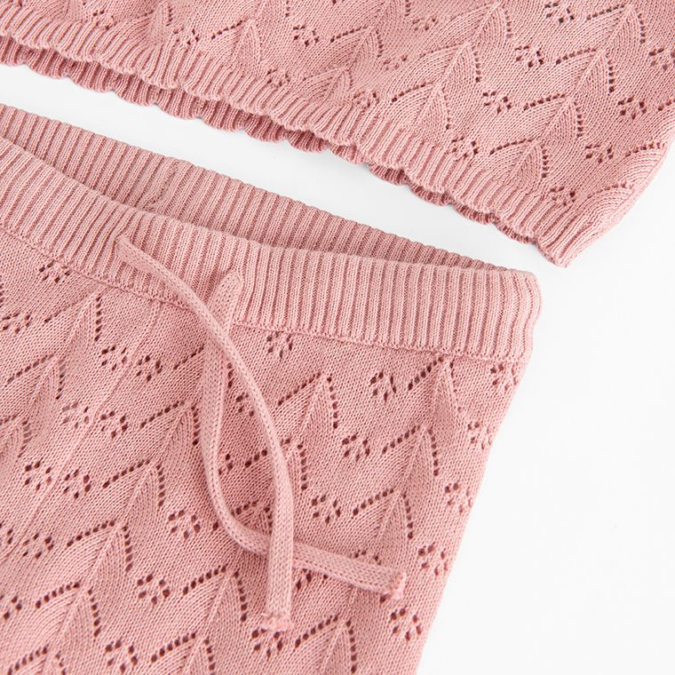 Cool Club, Komplet dziewczęcy, sweterkowy, Bluzka z długim rękawem, Spodnie, różowy