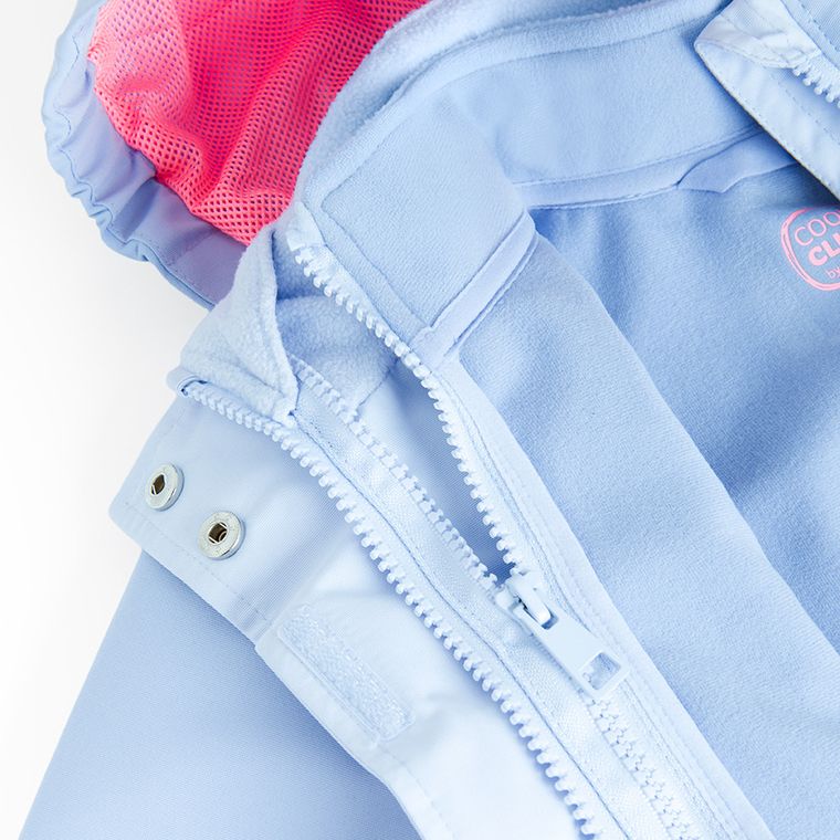 Cool Club, Przeciwdeszczowa kurtka dziewczęca z kapturem, 3w1, Bluza polarowa, rozpinana, niebieska