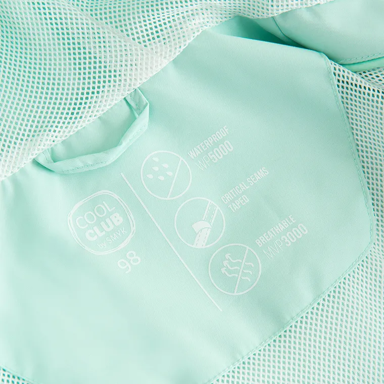 Cool Club, Przeciwdeszczowa kurtka dziewczęca z kapturem, turkusowa