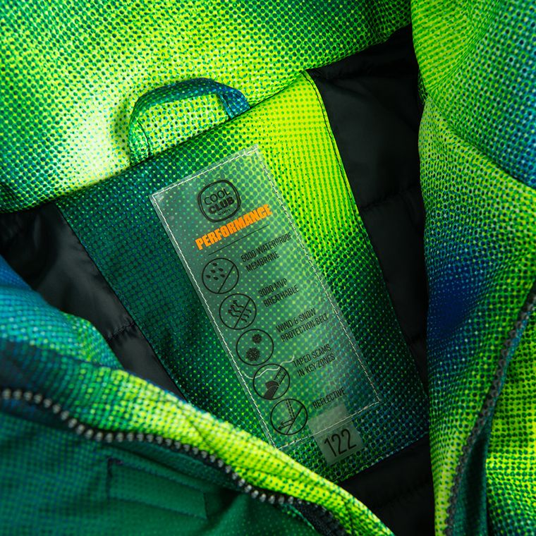 Cool Club, Wodoszczelna kurtka narciarska chłopięca z kapturem, ocieplana, zielona