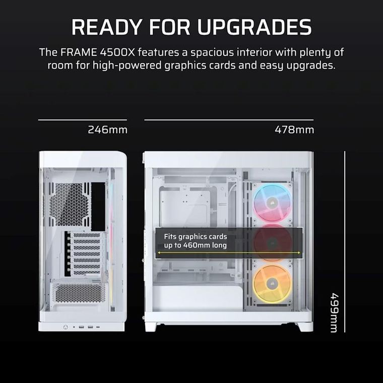Corsair, Obudowa komputerowa, FRAME 4500X LX-R RGB Biała Mid Tower ATX