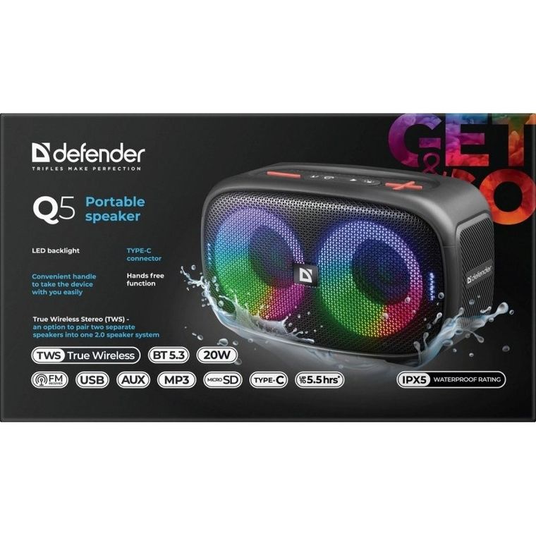 Defender, Q5, głośnik bluetooth, 20W
