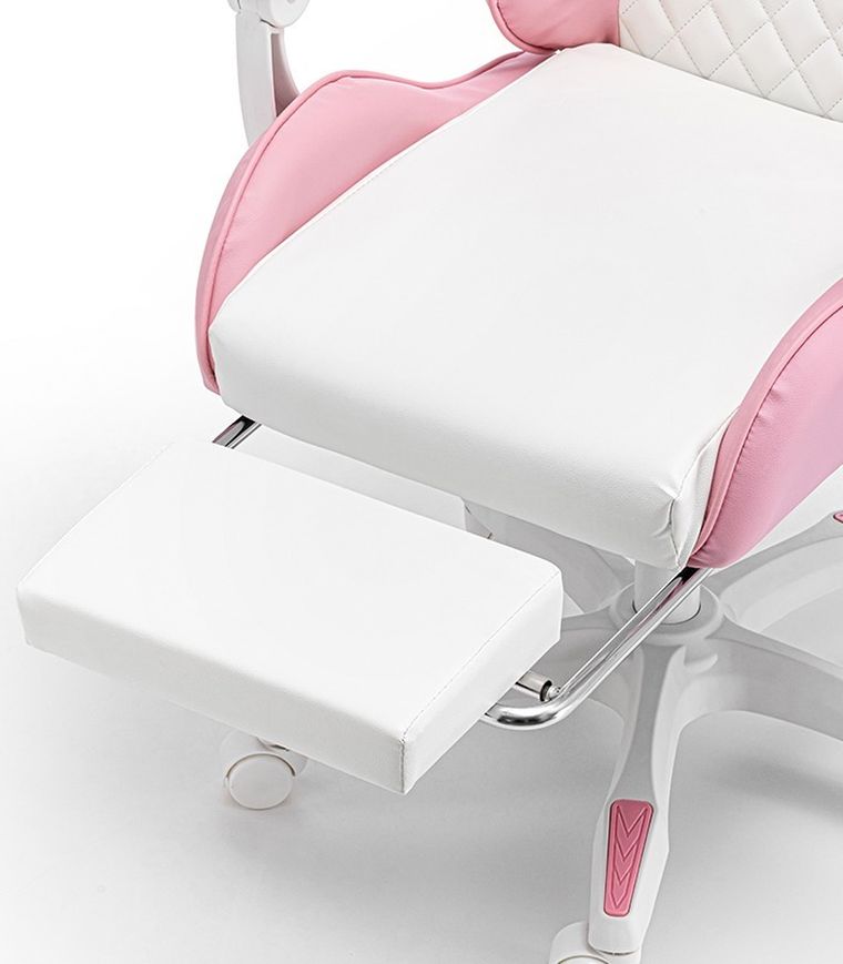 Dziecięcy fotel gamingowy z wysuwanym podnóżkiem, różowy