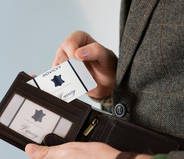 Elegancki portfel męski z membraną antyskimmingową, Rovicky