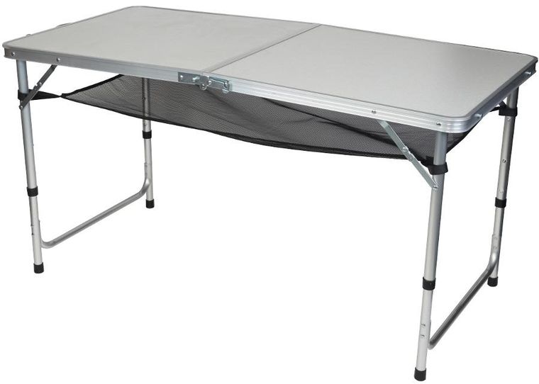 Enero Camp, składany stolik turystyczny, 4 krzesła i półka, 120-60-70/62/55 cm