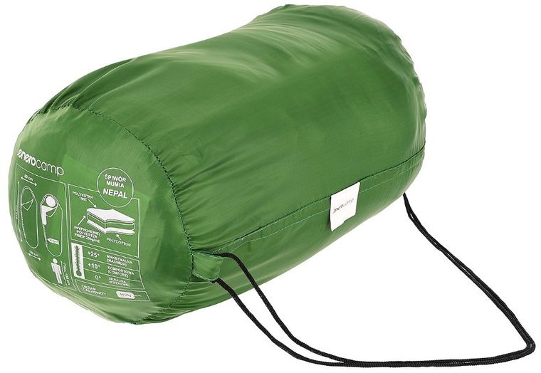 Enero Camp, śpiwór Nepal, ciemnozielony, 210-80-50 cm