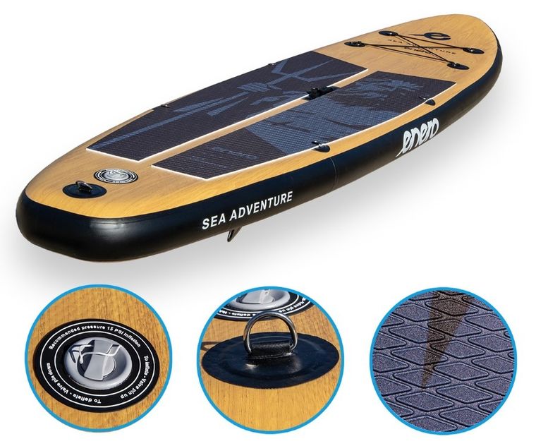 Enero, deska SUP dmuchana, neptun wooden set, 145 kg, 320-76-15 cm