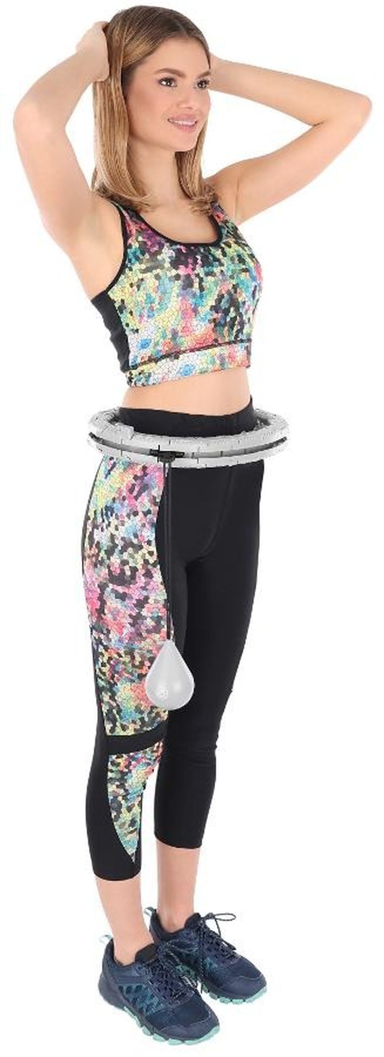 Enero Fit, hula hop fitness z masażerem i obciążeniem, szary