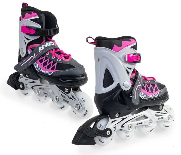Enero Pro, łyżworolki, 4w1, LED, różowo-szare, rozmiar 38-41