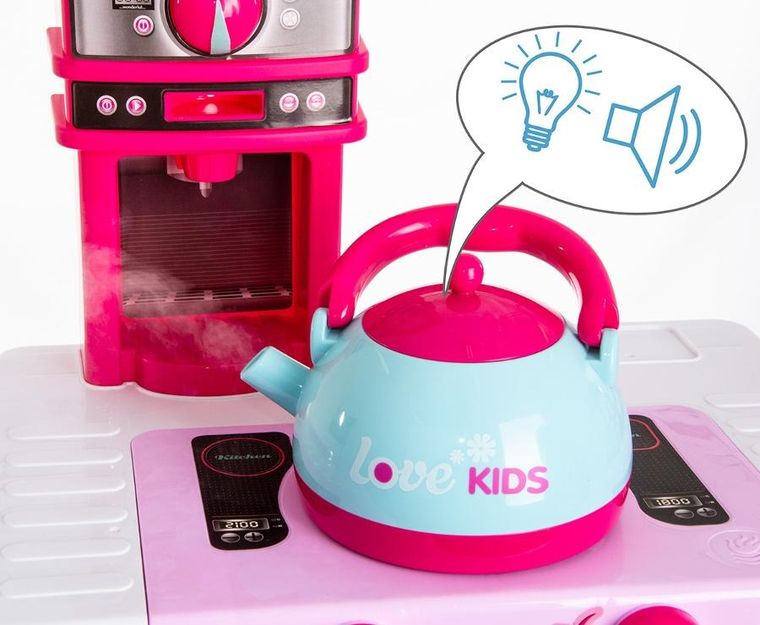 Enero Toys, kuchnia, 32 elementy, różowa, 64-29-87 cm