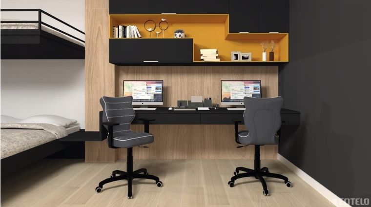 Entelo, Duo, krzesło młodzieżowe z podłokietnikami, wzrost 146-176,5 cm, ciemny szary