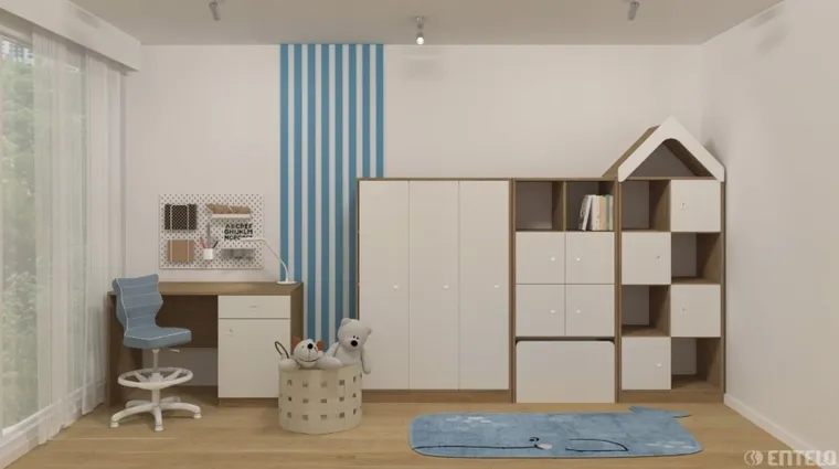 Entelo, Petit, krzesło dziecięce z podnóżkiem, wzrost 119-142 cm, niebieskie