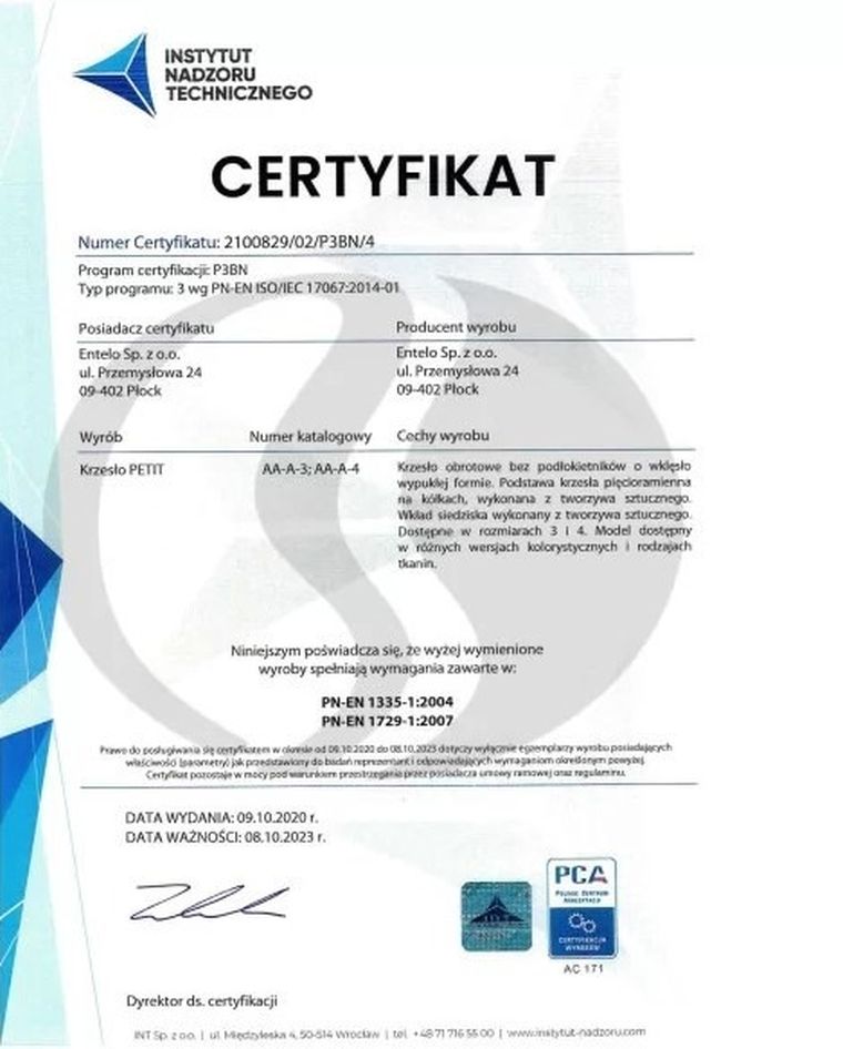 Entelo, Petit, krzesło dziecięce z podnóżkiem, wzrost 133-159 cm, niebieskie