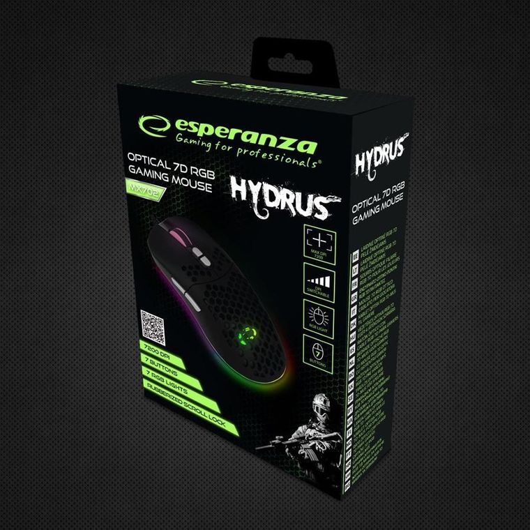 Esperanza, mysz przewodowa 7d dla graczy hydrus egm702