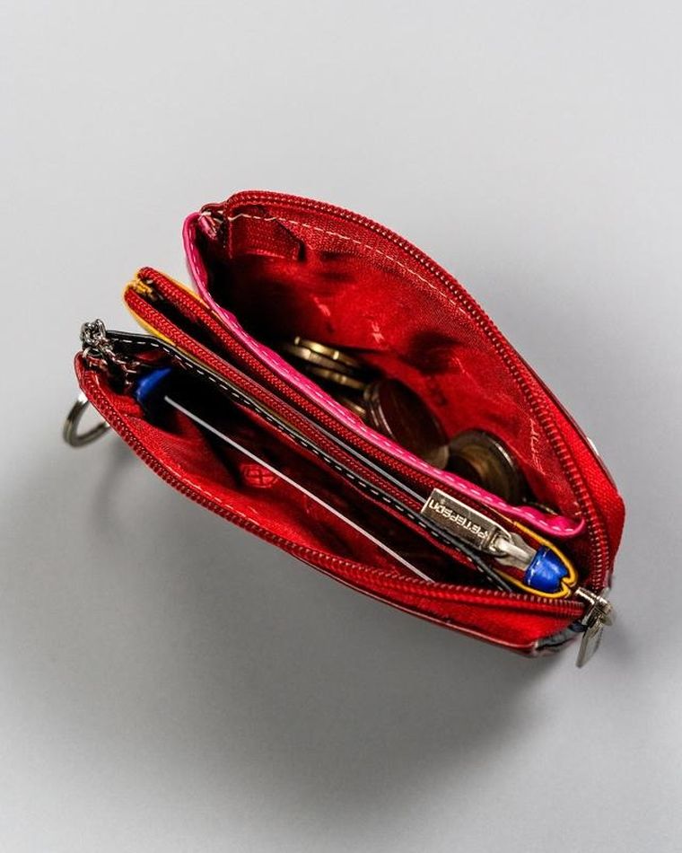 Etui na klucze, czerwone, skórzane, Peterson