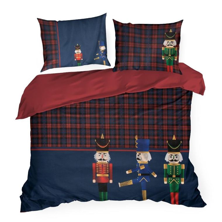 Eurofirany, komplet pościeli świątecznej, Peter03, 160-200 cm, granatowy