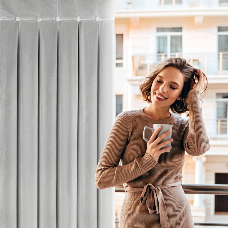 Eurofirany, zasłona gotowa, Alita, na szelkach, 140-250 cm, srebrny