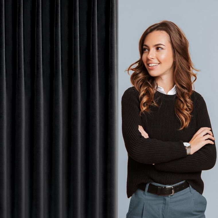 Eurofirany, zasłona gotowa, Melanie, 125-270 cm, czarny