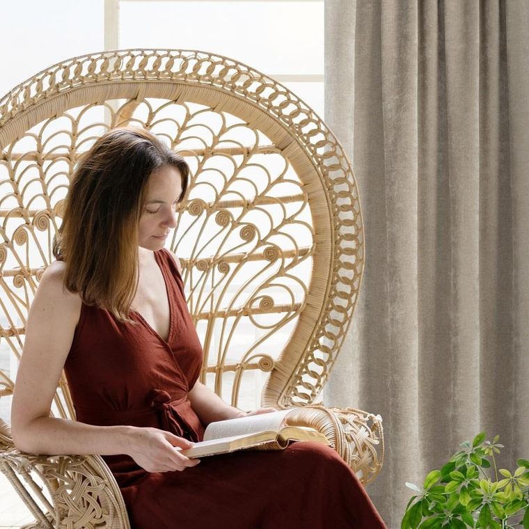 Eurofirany, zasłona gotowa, Nilo, na taśmie, 140-270 cm, ciemnobeżowy