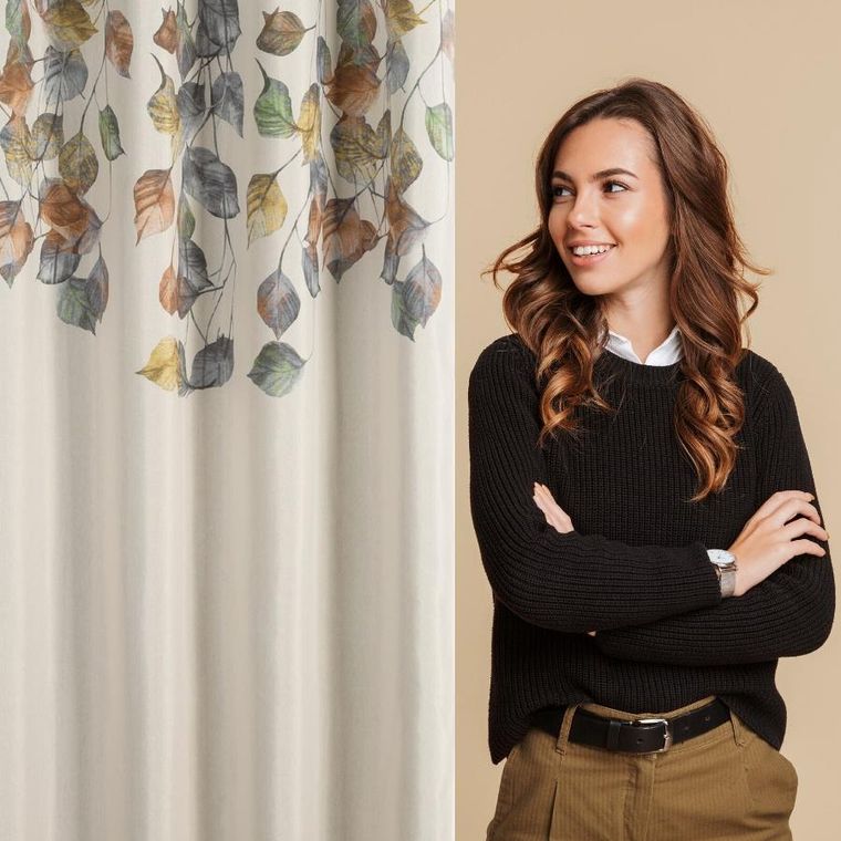 Eurofirany, zasłona gotowa, Nora, 140-250 cm, naturalny