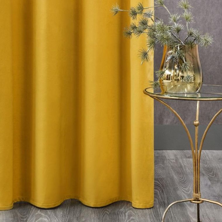 Eurofirany, zasłona zaciemniająca gotowa, D91 Rosa, 140-250 cm, musztardowy