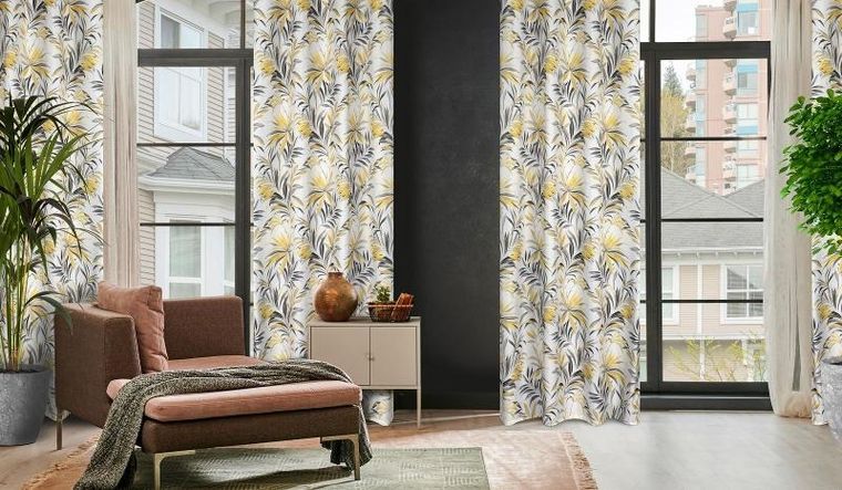 Eurofirany, zasłona zaciemniająca gotowa, Elia, 140-250 cm, musztardowy