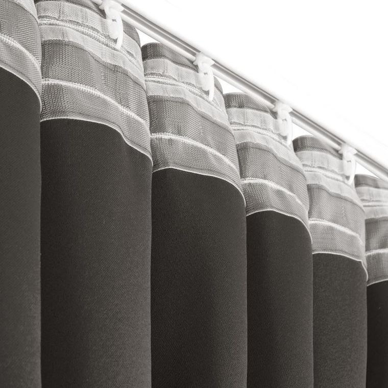 Eurofirany, zasłona zaciemniająca gotowa, na taśmie, Milan, 140-300 cm, grafitowy