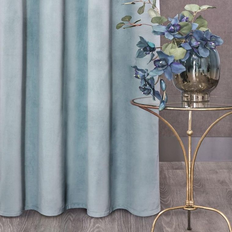 Eurofirany, zasłona zaciemniająca gotowa, na taśmie, Rosa, 140-270 cm, morski