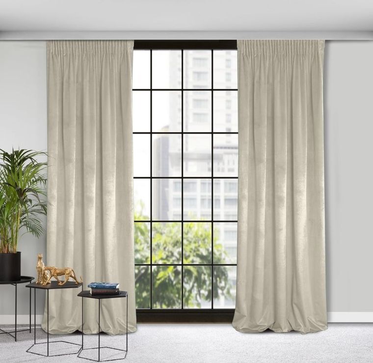 Eurofirany, zasłona zaciemniająca gotowa, na taśmie, Rosa, 140-300 cm, beżowy