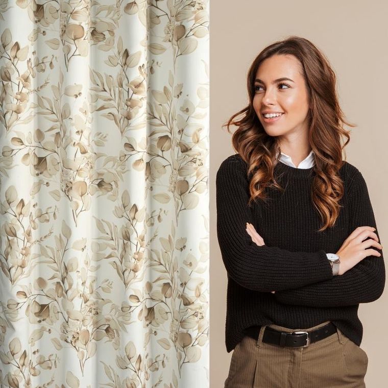 Eurofirany, zasłona zaciemniająca gotowa, Oleni, 140-250 cm, beżowy