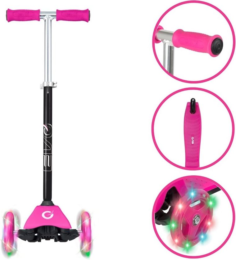 EVO, Light Up Mini Cruiser, hulajnoga, 3-kołowa, różowa