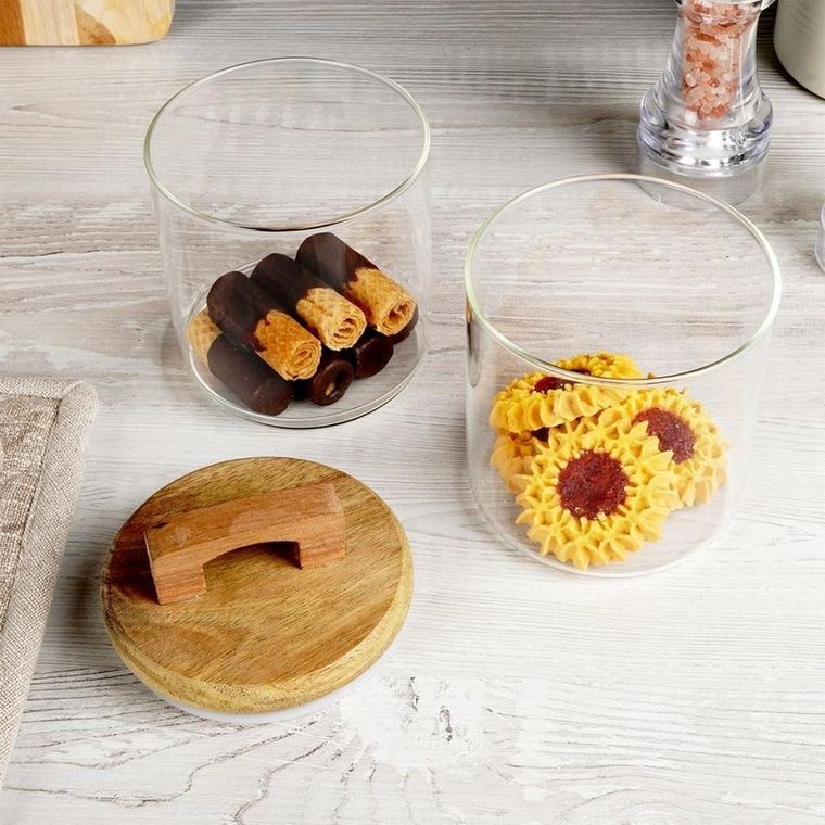 Excellent Houseware, pojemnik kuchenny, szklany z uszczelką i pokrywką, 600 ml