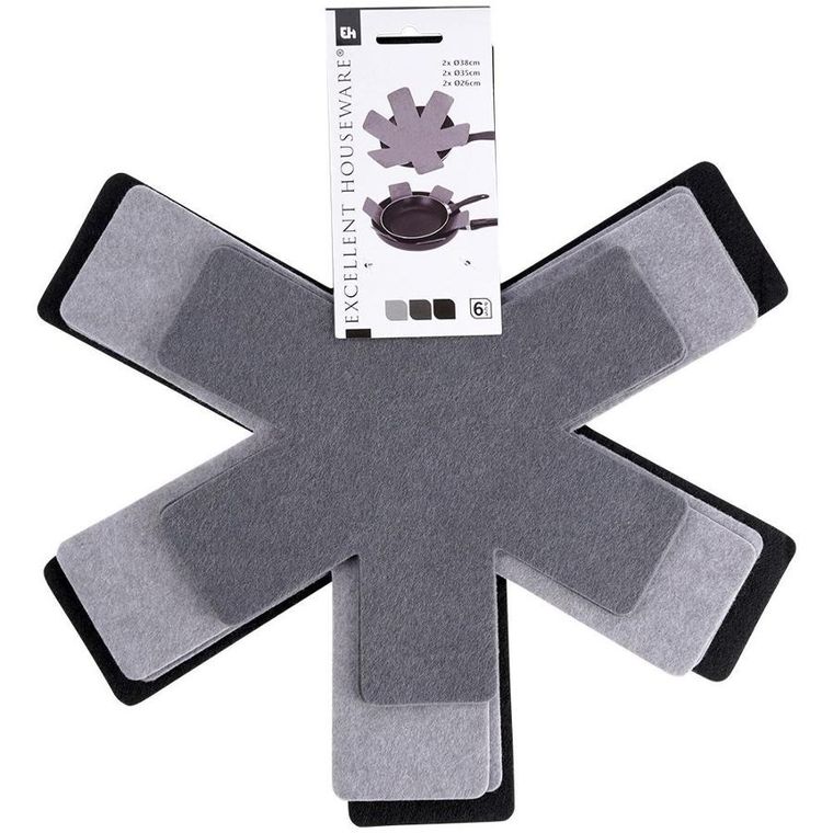 Excellent Houseware, przekładki ochronne do patelni, 6 szt., 38,35,26 cm