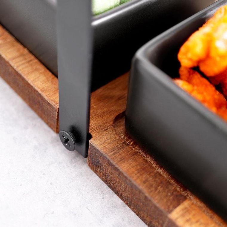 Excellent Housware, zestaw miseczek ceramicznych na tacy, do przekąsek