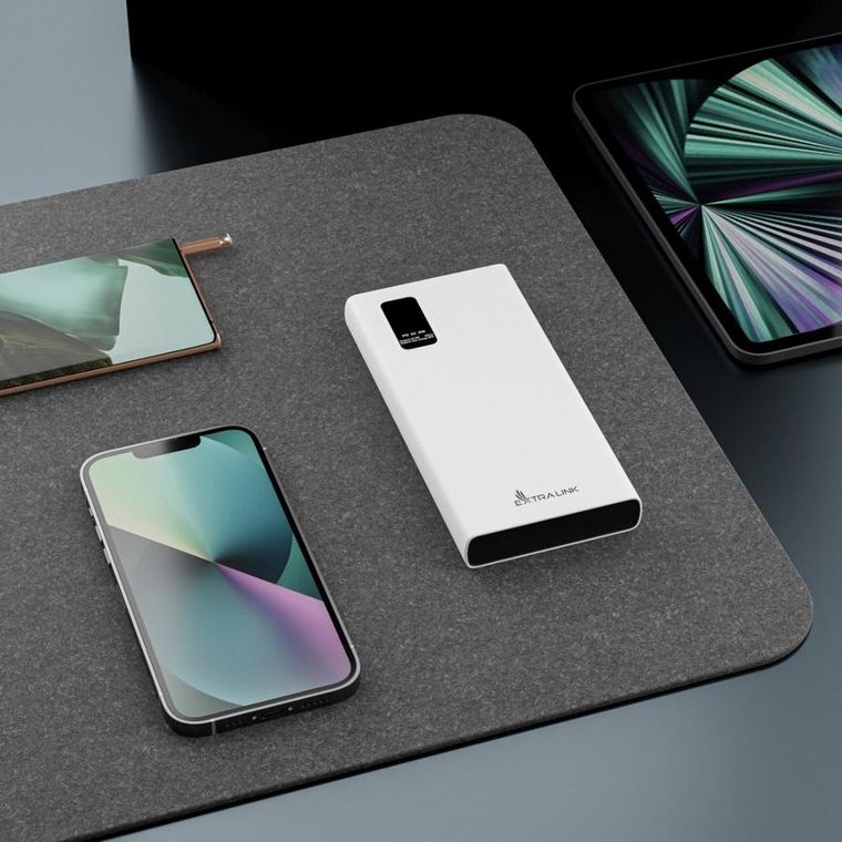 Extralink, EPB-067W 10000mAh, powerbank, fast charging, USB-C, biały